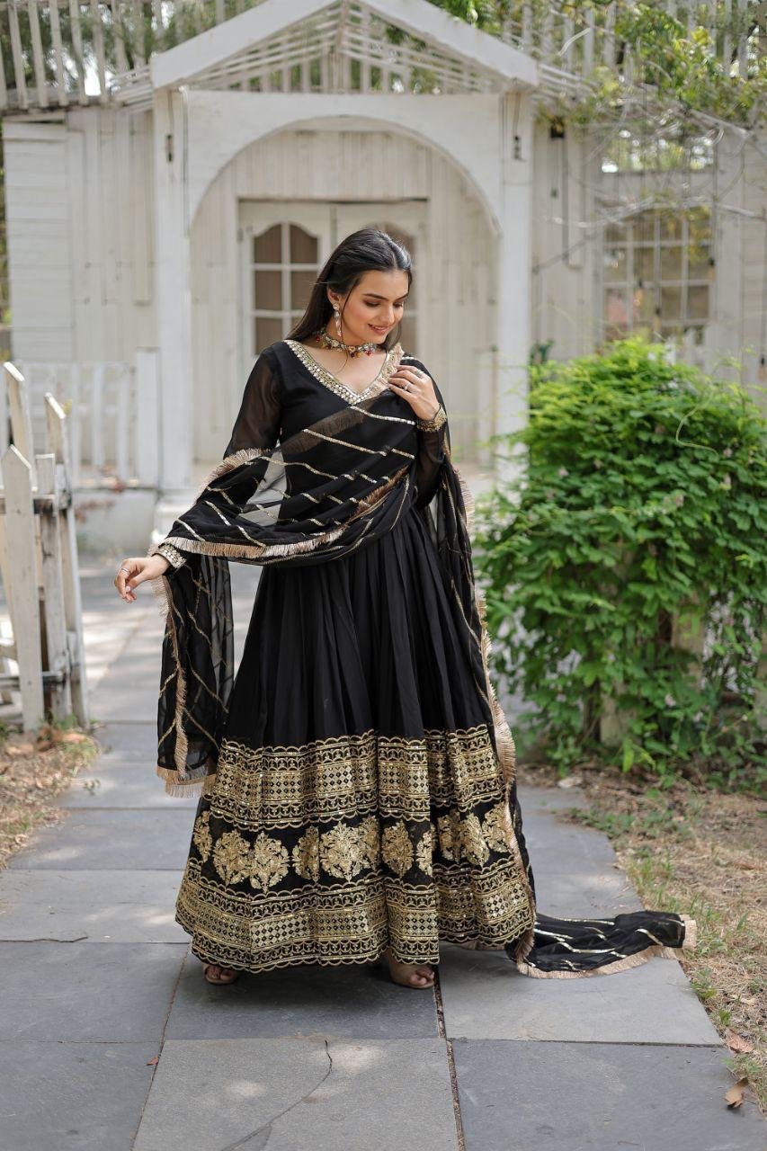 Designer Embroidered Gown with Dupatta